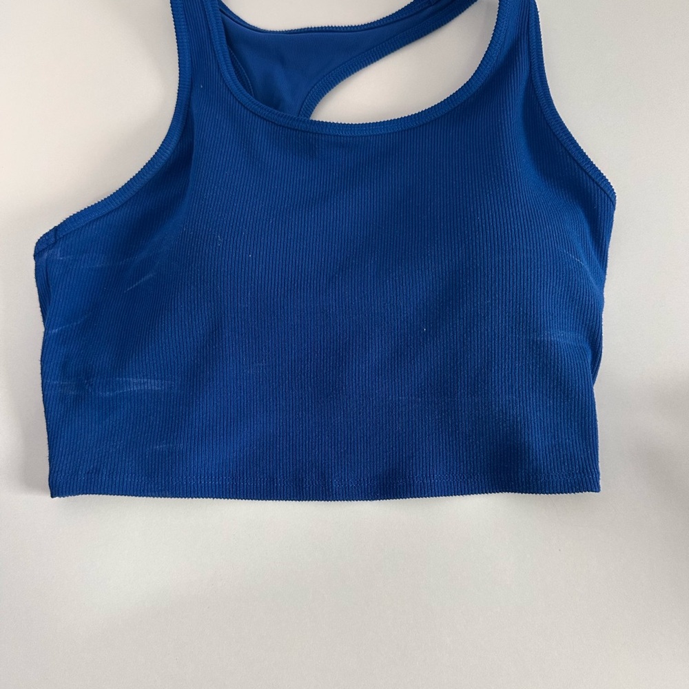 DSG Blue Asymmetrical Crop Tank Top